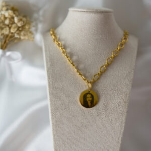 collier affirmation pendentif 20 mm gravure portrait